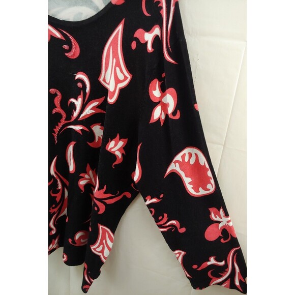 Pierre New York Womens Sweater Top 2X Floral Paisley Black Pink Pullover - Picture 5 of 8